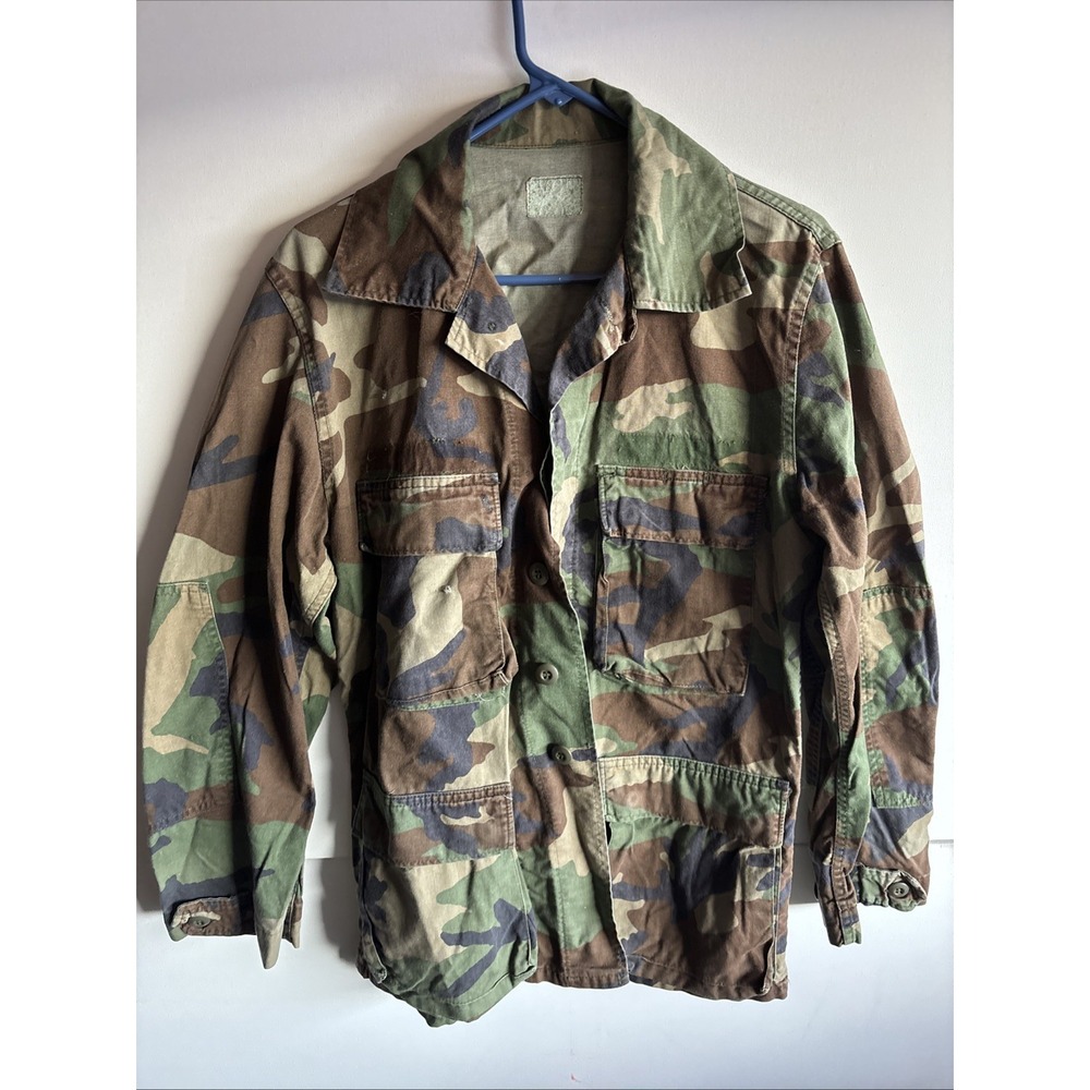 Vintage US Army M81‎ Woodland Camo BDU Jacket Small Regular 80s Military Coat